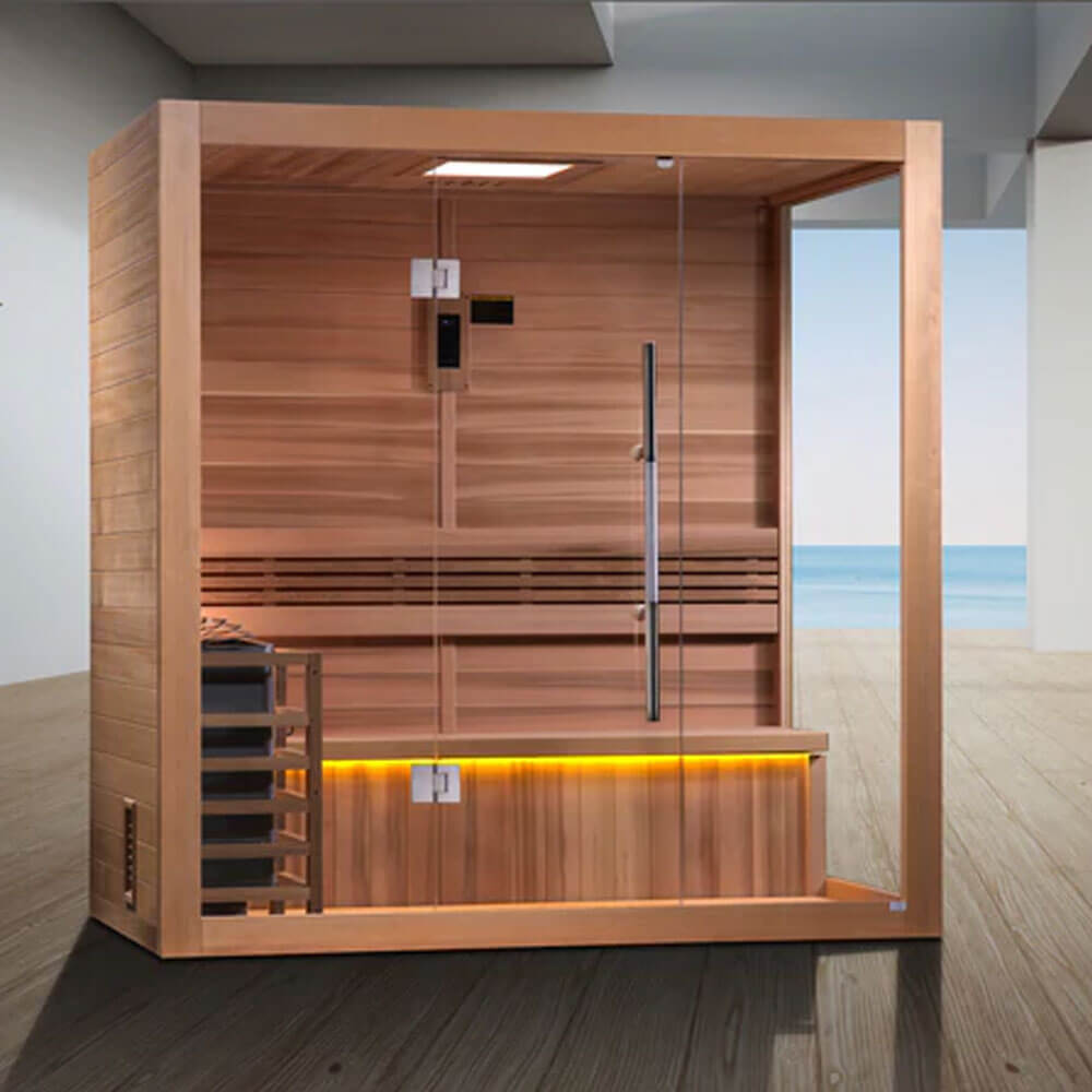 Golden Designs "Forssa Edition" 3-4 Person Indoor Traditional Steam Sauna (GDI-7203-01) - Canadian Red Cedar Interior