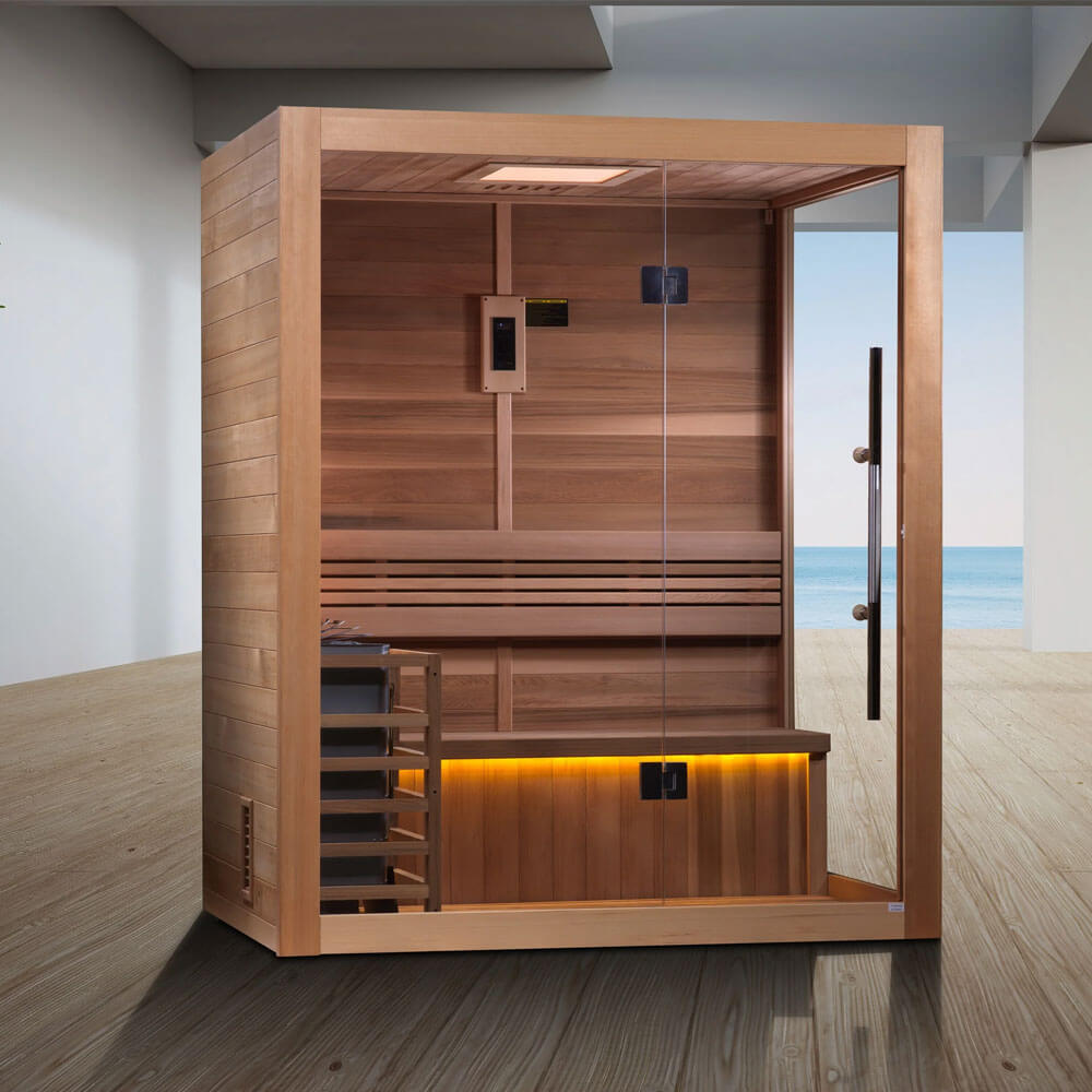 Golden Designs "Hanko Edition" 2-3 Person Indoor Traditional Steam Sauna (GDI-7202-01) - Canadian Red Cedar Interior
