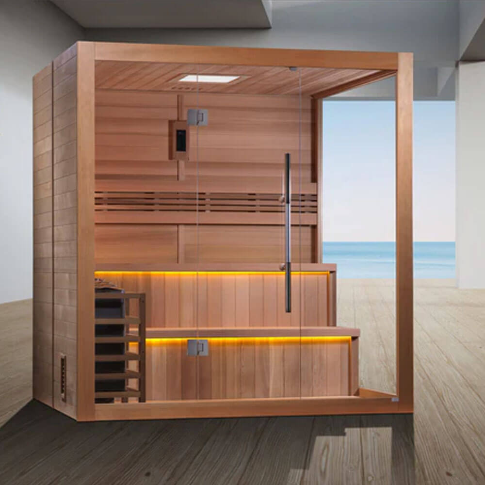 Golden Designs "Kuusamo Edition" 6 Person Indoor Traditional Steam Sauna (GDI-7206-01) - Canadian Red Cedar Interior