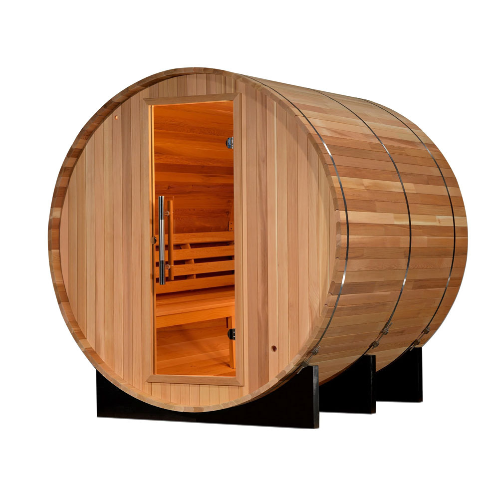 Golden Designs "Uppsala" 4 Person Barrel Traditional Steam Sauna - Canadian Red Cedar